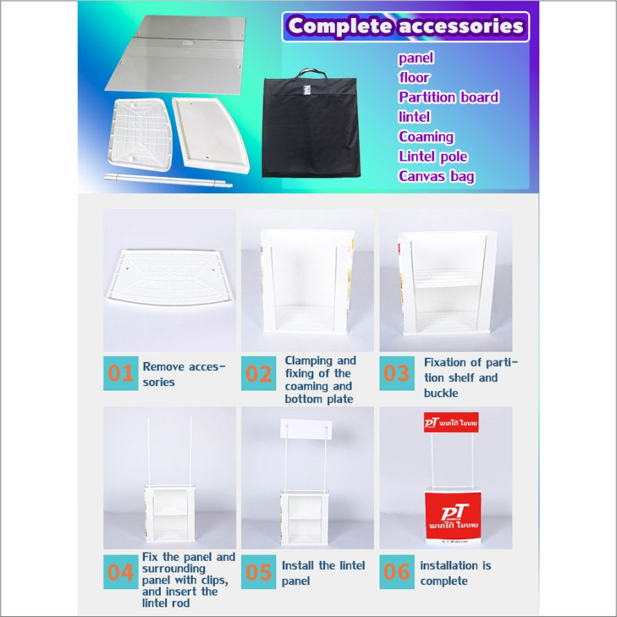 PVC Promotional Booth / Portable Folding Table Detachable Assemble Collapsible Booth Event Printing