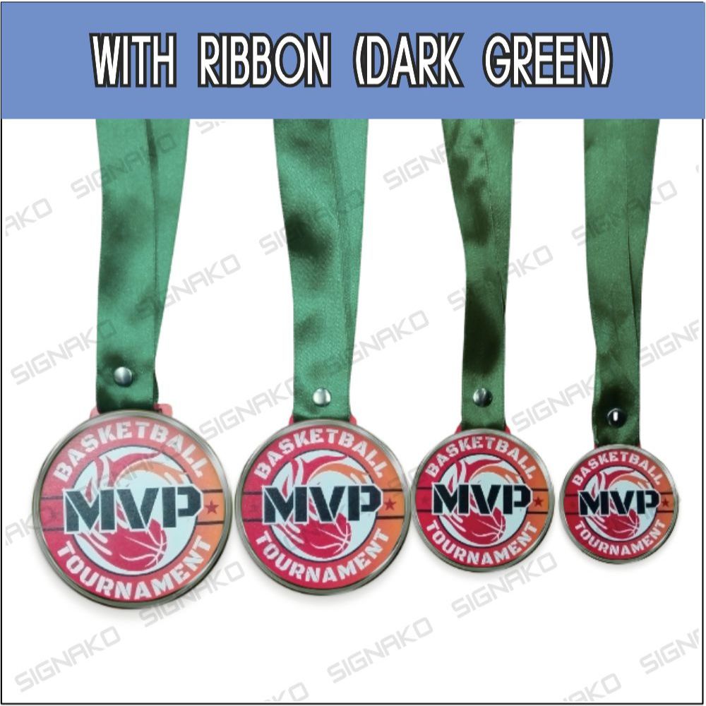 50Pcs) Customized Medal w/ UV Direct Print on 3mm Clear Acrylic w/ Ribbon Lace / Award Trophy Plaque