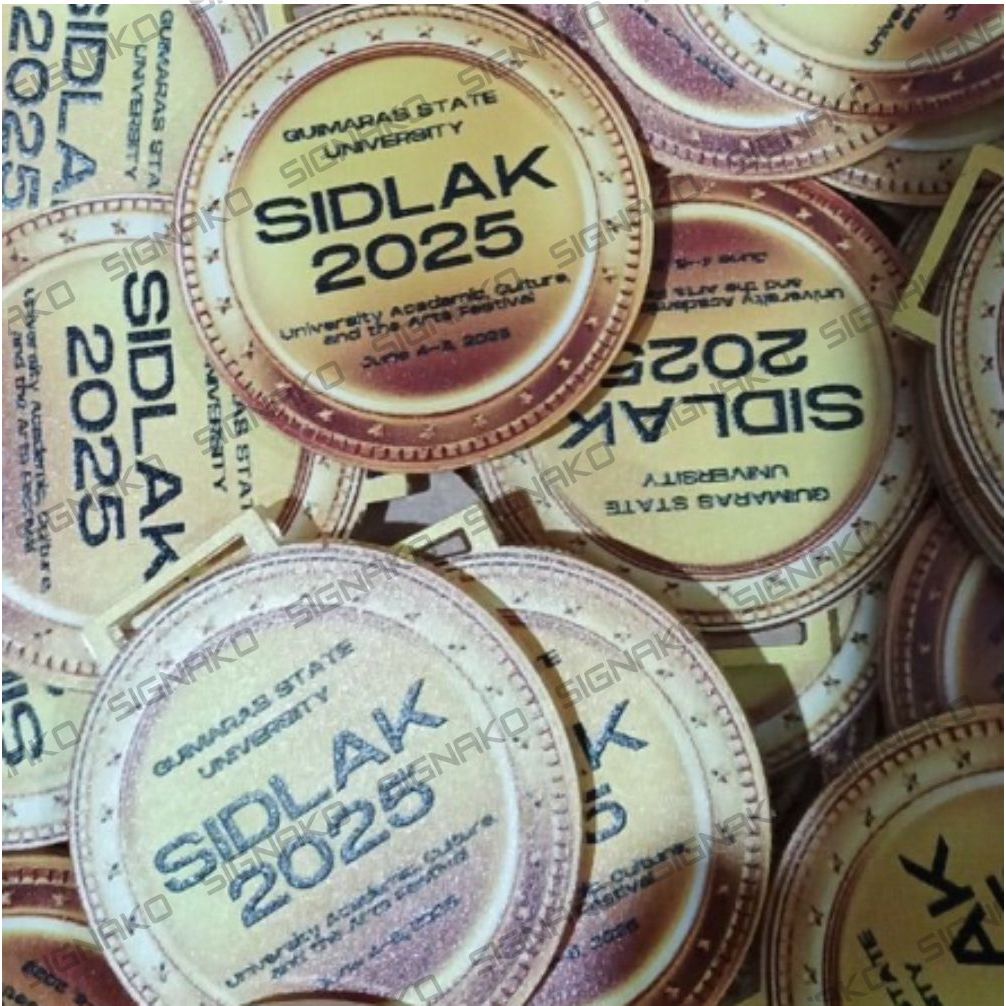 50Pcs) Customized Medal w/ UV Direct Print on 3mm Clear Acrylic w/ Ribbon Lace / Award Trophy Plaque