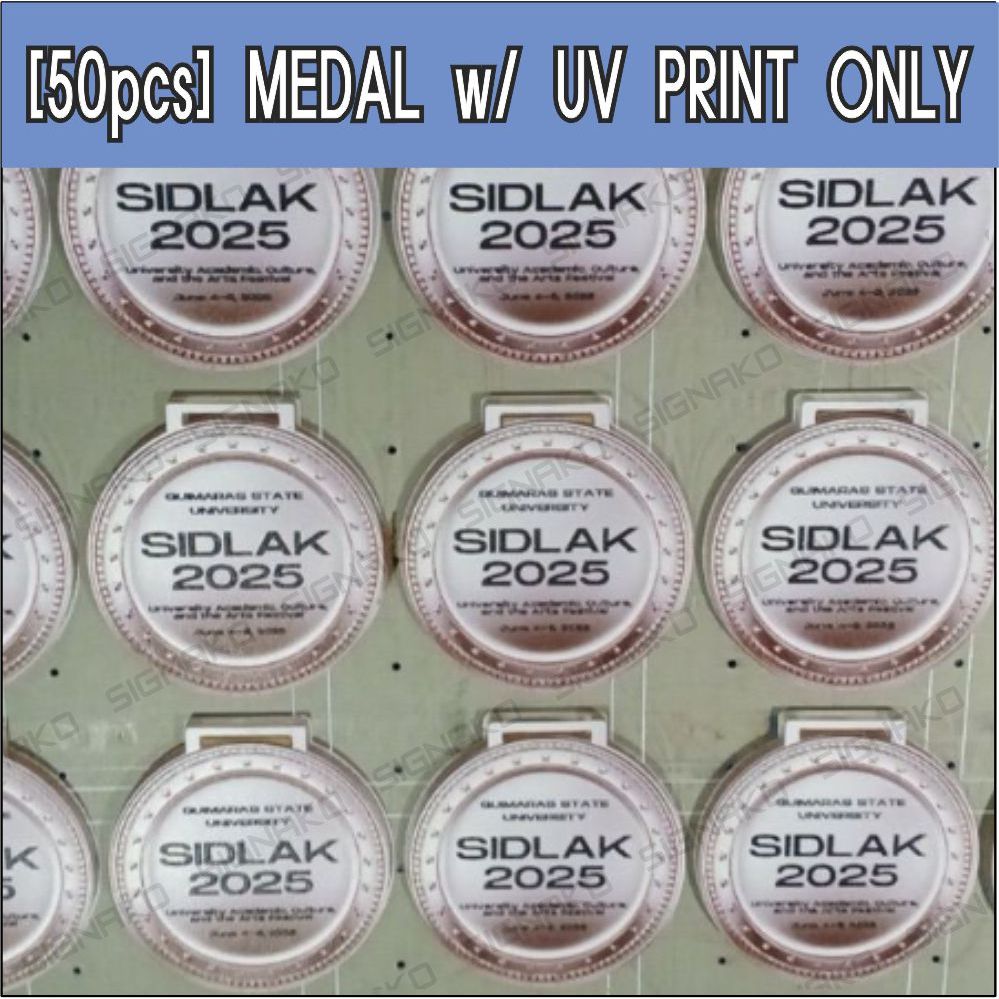 50Pcs) Customized Medal w/ UV Direct Print on 3mm Clear Acrylic w/ Ribbon Lace / Award Trophy Plaque