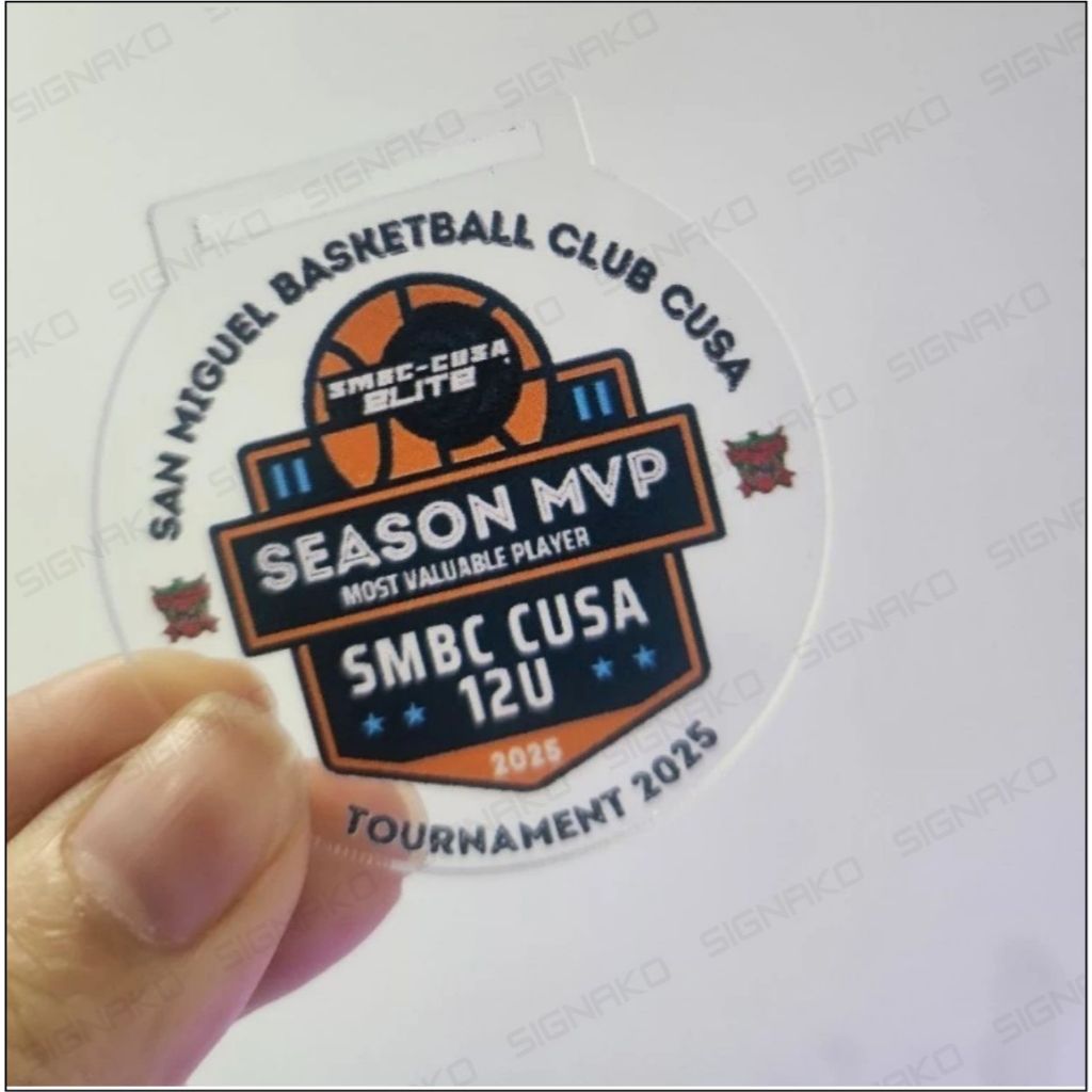50Pcs) Customized Medal w/ UV Direct Print on 3mm Clear Acrylic w/ Ribbon Lace / Award Trophy Plaque