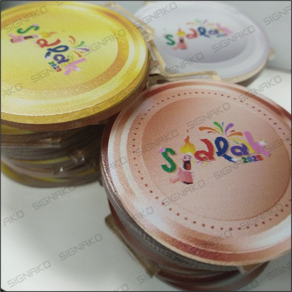 50Pcs) Customized Medal w/ UV Direct Print on 3mm Clear Acrylic w/ Ribbon Lace / Award Trophy Plaque
