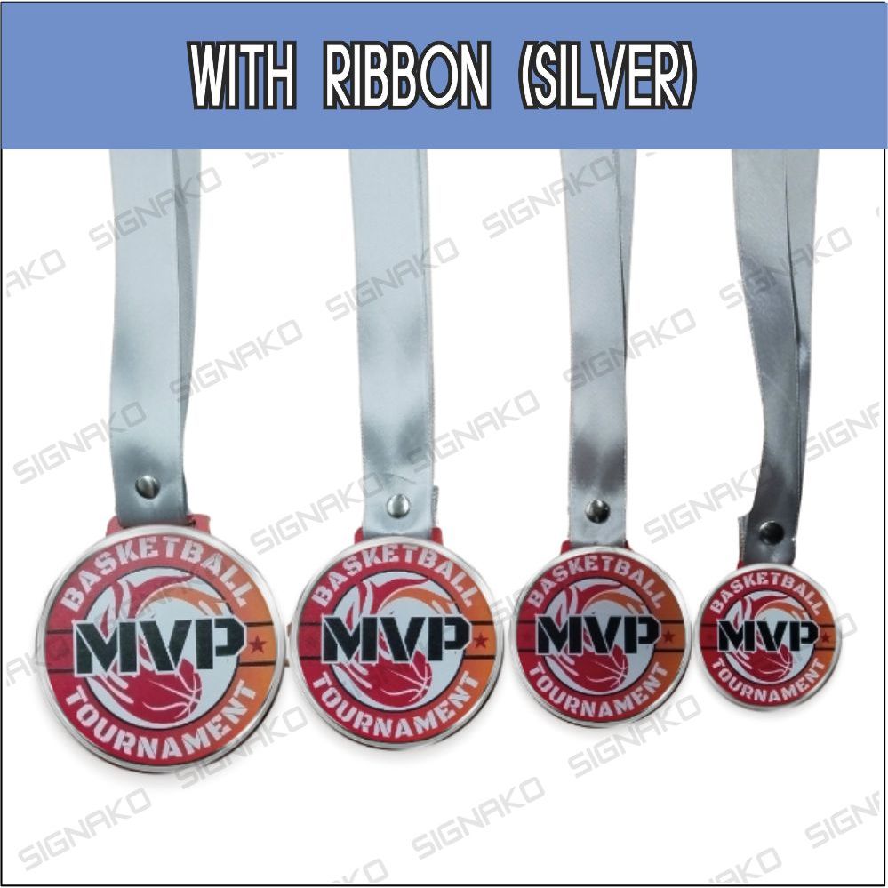 50Pcs) Customized Medal w/ UV Direct Print on 3mm Clear Acrylic w/ Ribbon Lace / Award Trophy Plaque