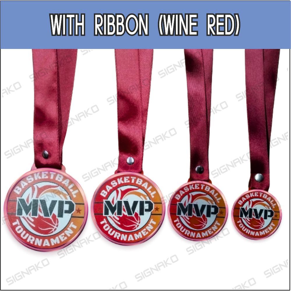 50Pcs) Customized Medal w/ UV Direct Print on 3mm Clear Acrylic w/ Ribbon Lace / Award Trophy Plaque