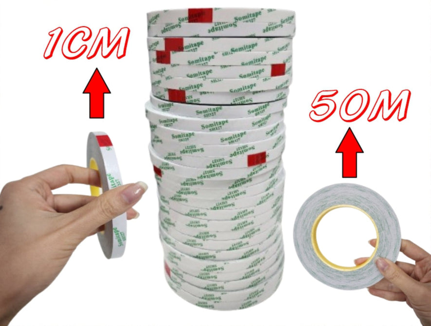 Strong Double Sided Adhesive Tape / 1cm x 50m Sticky Ultra thin Gift School Office Wrapping Supplies