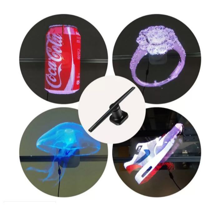 3D Hologram Signage /Advertising Fan Projector LED light display Business Store Shop Bar Photo Video