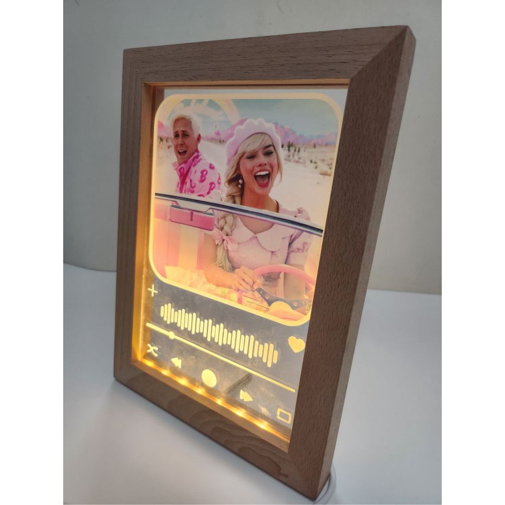 Customized Acrylic LED Lamp Wooden Frame / Personalized Picture Photo Portrait Landscape Event Gift