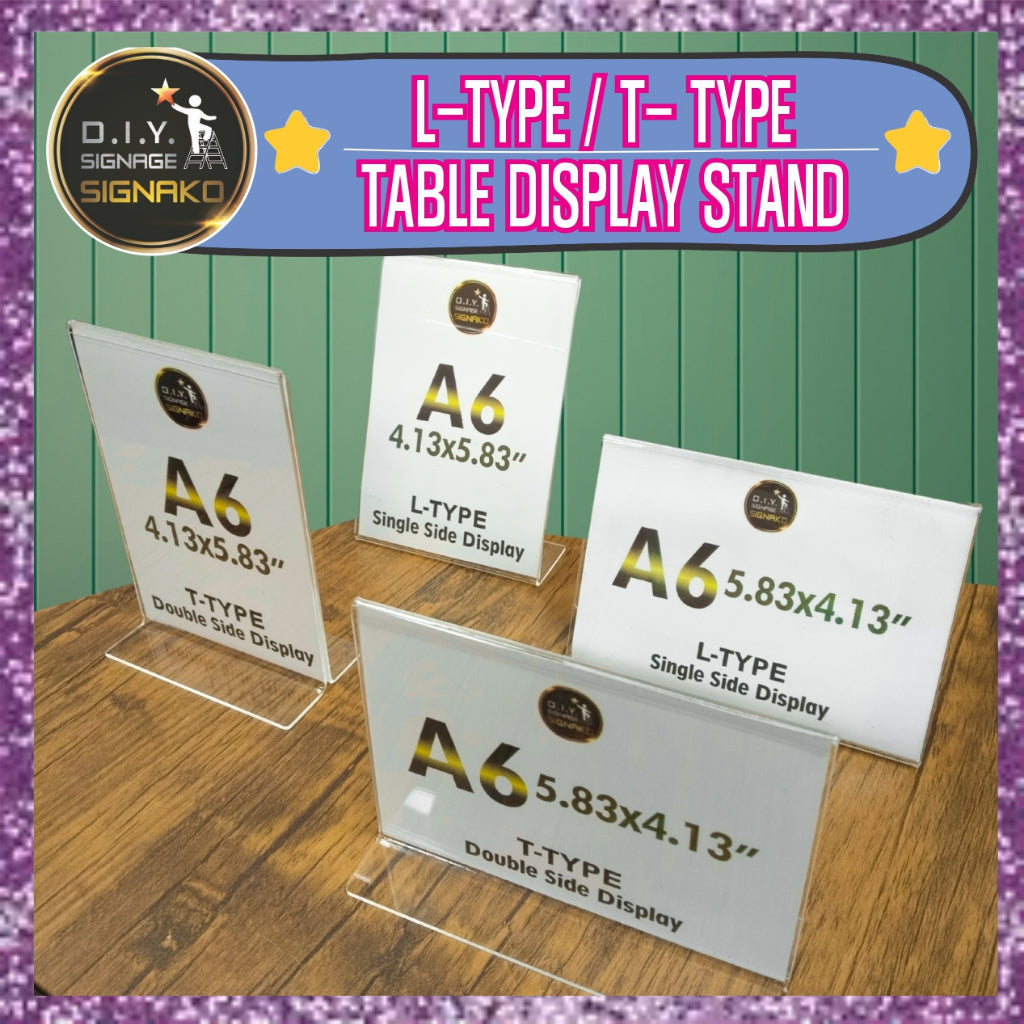 Clear Acrylic Blank L-Type T-Type Table Display Stand / Paper Photo Sign Holder Desk Office School