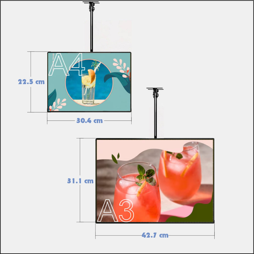 3 Layer Hanging LED Display Light Box A4 A3 / Sign Menu Mall Restaurant Shop Store Cafe Real Estate