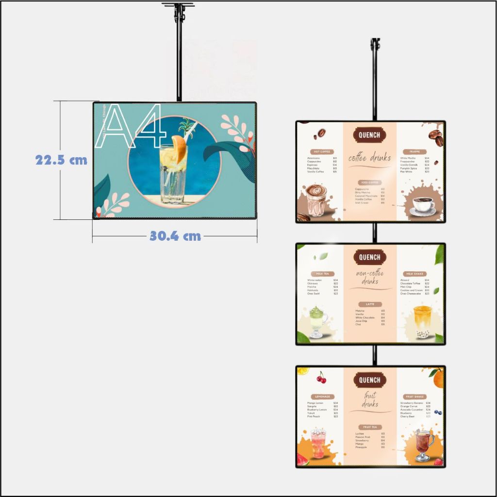 3 Layer Hanging LED Display Light Box A4 A3 / Sign Menu Mall Restaurant Shop Store Cafe Real Estate