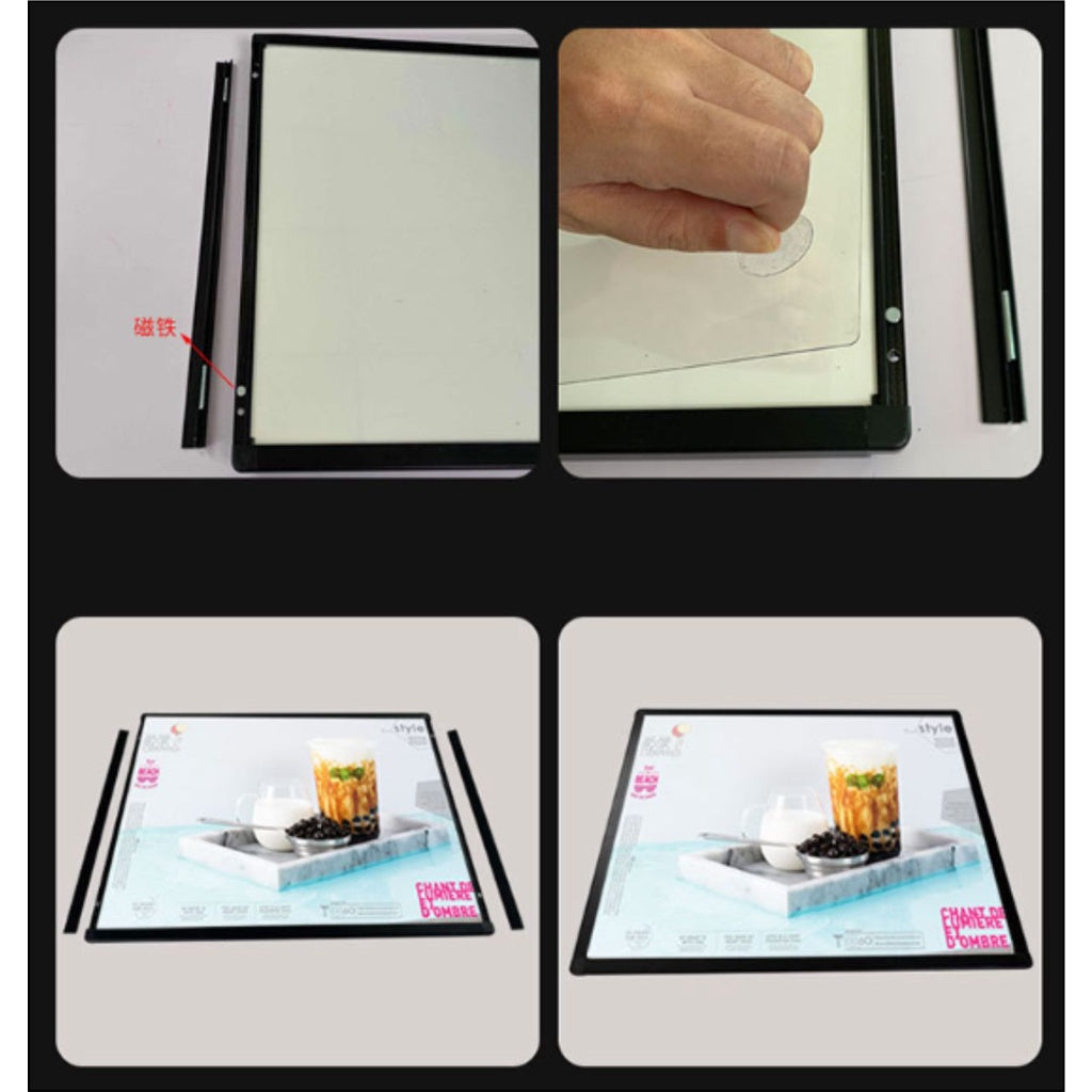 LED Film Signage (w/ Bracket) / Menu Display Light Box Promo Logo Sign Food Poster Restaurant Store
