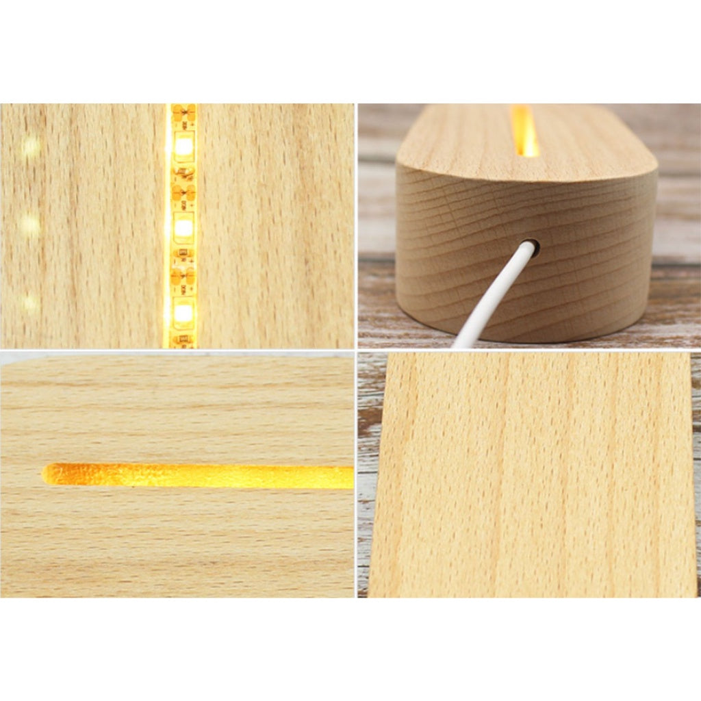 Wooden Led Light Base Stand (New) / White Warm Night Lamp Home Decor Acrylic Decoration Crystal Ball