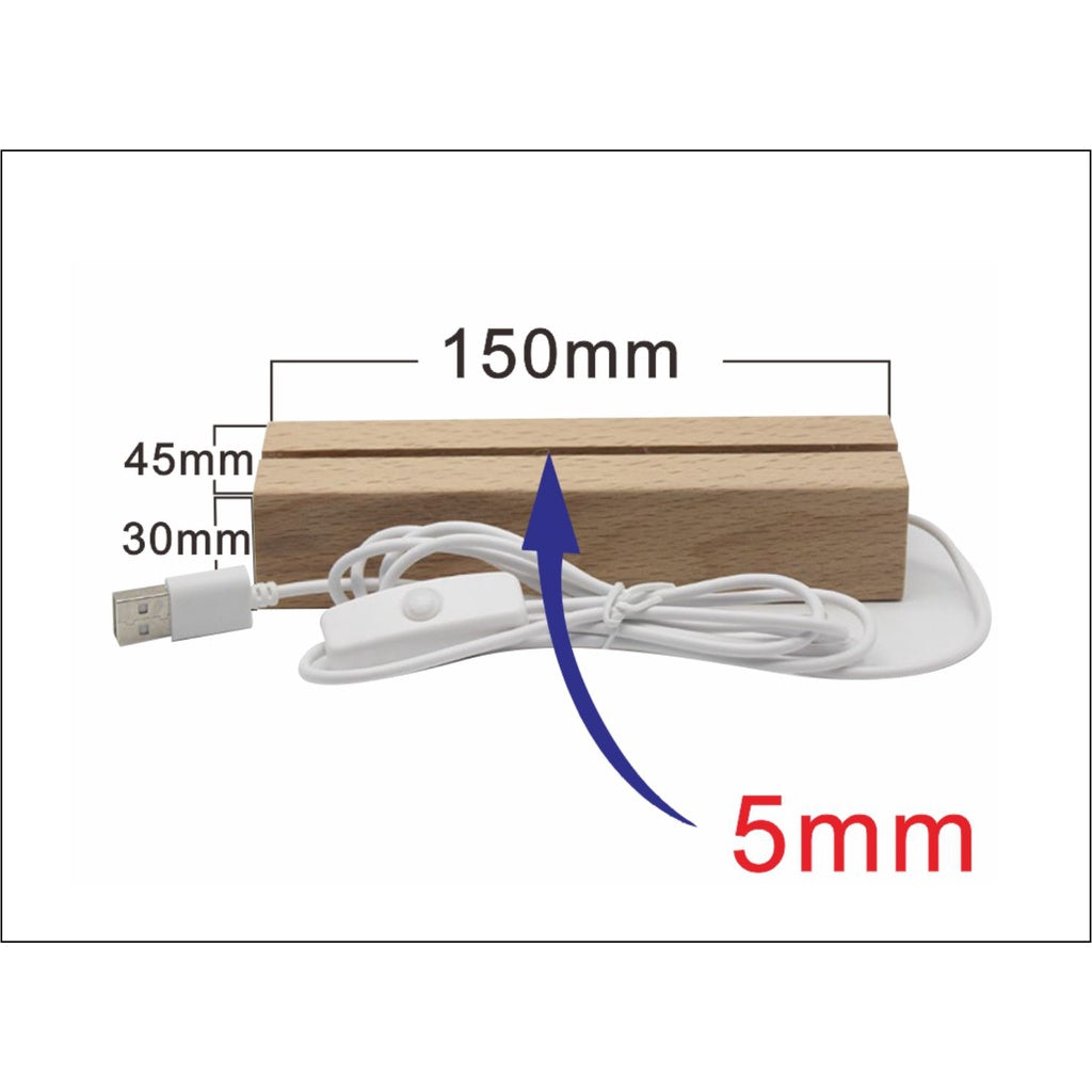 Wooden Led Light Base Stand (New) / White Warm Night Lamp Home Decor Acrylic Decoration Crystal Ball