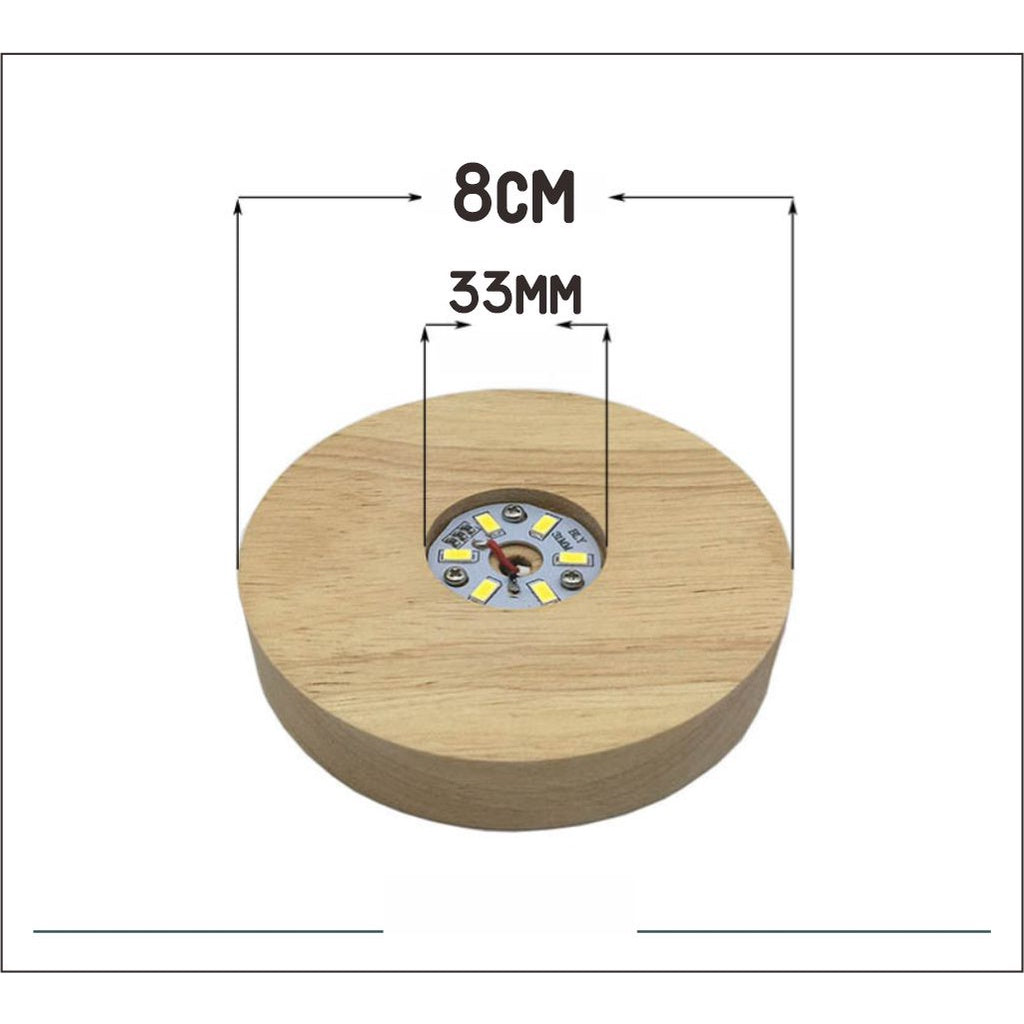 Wooden Led Light Base Stand (New) / White Warm Night Lamp Home Decor Acrylic Decoration Crystal Ball