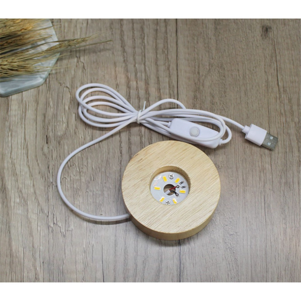 Wooden Led Light Base Stand (New) / White Warm Night Lamp Home Decor Acrylic Decoration Crystal Ball