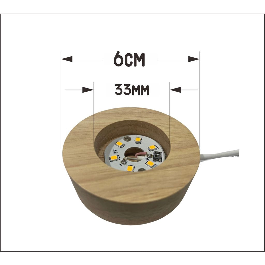 Wooden Led Light Base Stand (New) / White Warm Night Lamp Home Decor Acrylic Decoration Crystal Ball