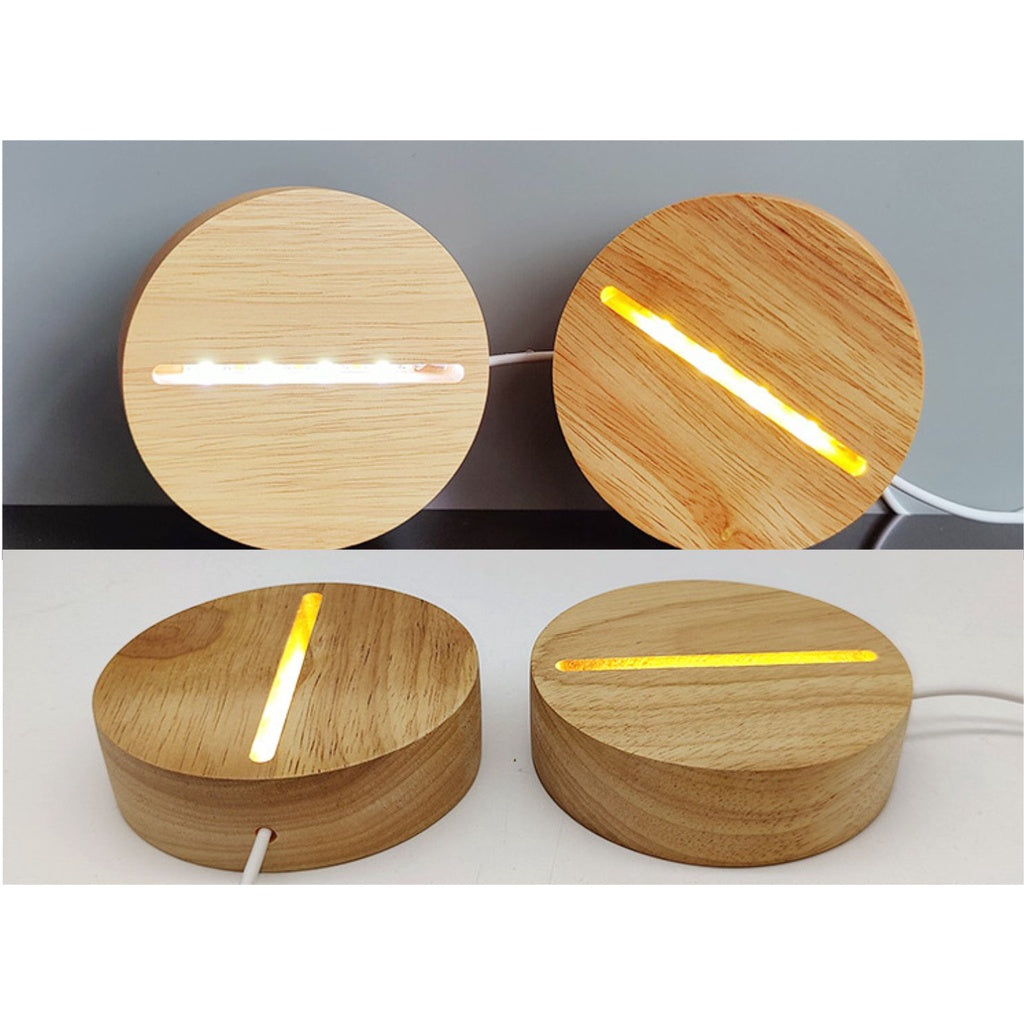 Wooden Led Light Base Stand (New) / White Warm Night Lamp Home Decor Acrylic Decoration Crystal Ball