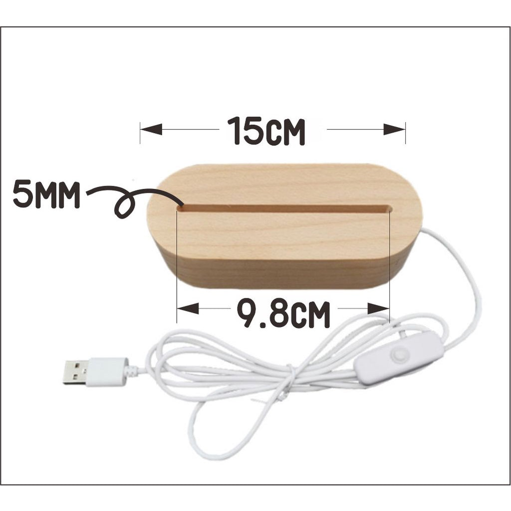 Wooden Led Light Base Stand (New) / White Warm Night Lamp Home Decor Acrylic Decoration Crystal Ball