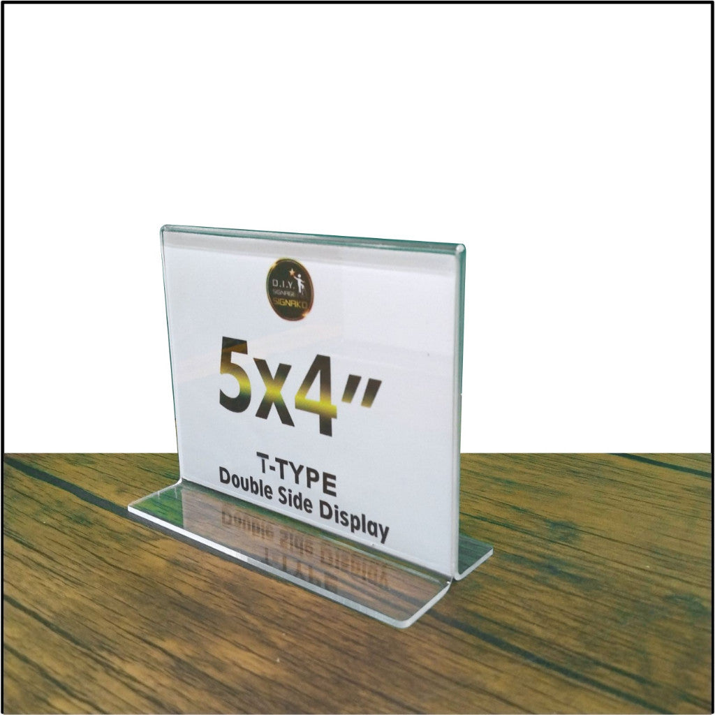 Clear Acrylic Blank L-Type T-Type Table Display Stand Paper Photo Sign Holder Desk Office School