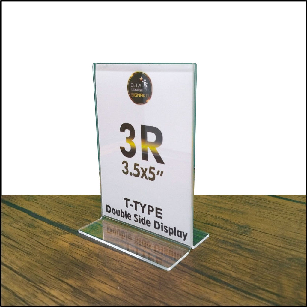 Clear Acrylic Blank L-Type T-Type Table Display Stand Paper Photo Sign Holder Desk Office School