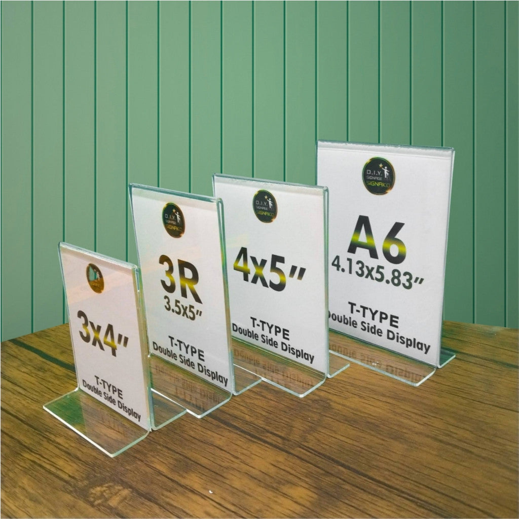 Clear Acrylic Blank L-Type T-Type Table Display Stand Paper Photo Sign Holder Desk Office School