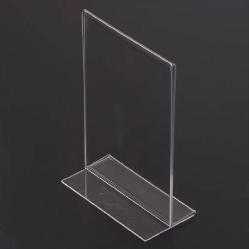 Clear Acrylic Blank L-Type T-Type Table Display Stand Paper Photo Sign Holder Desk Office School