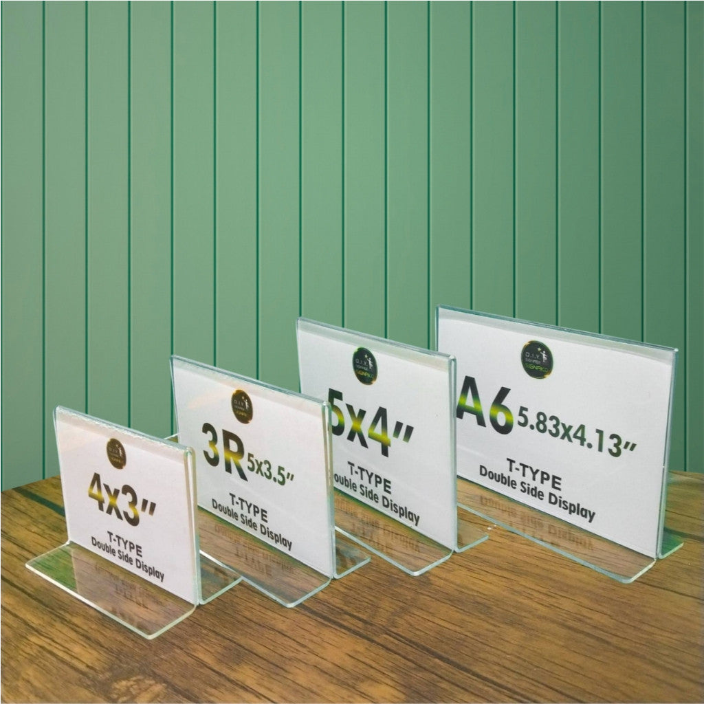 Clear Acrylic Blank L-Type T-Type Table Display Stand Paper Photo Sign Holder Desk Office School