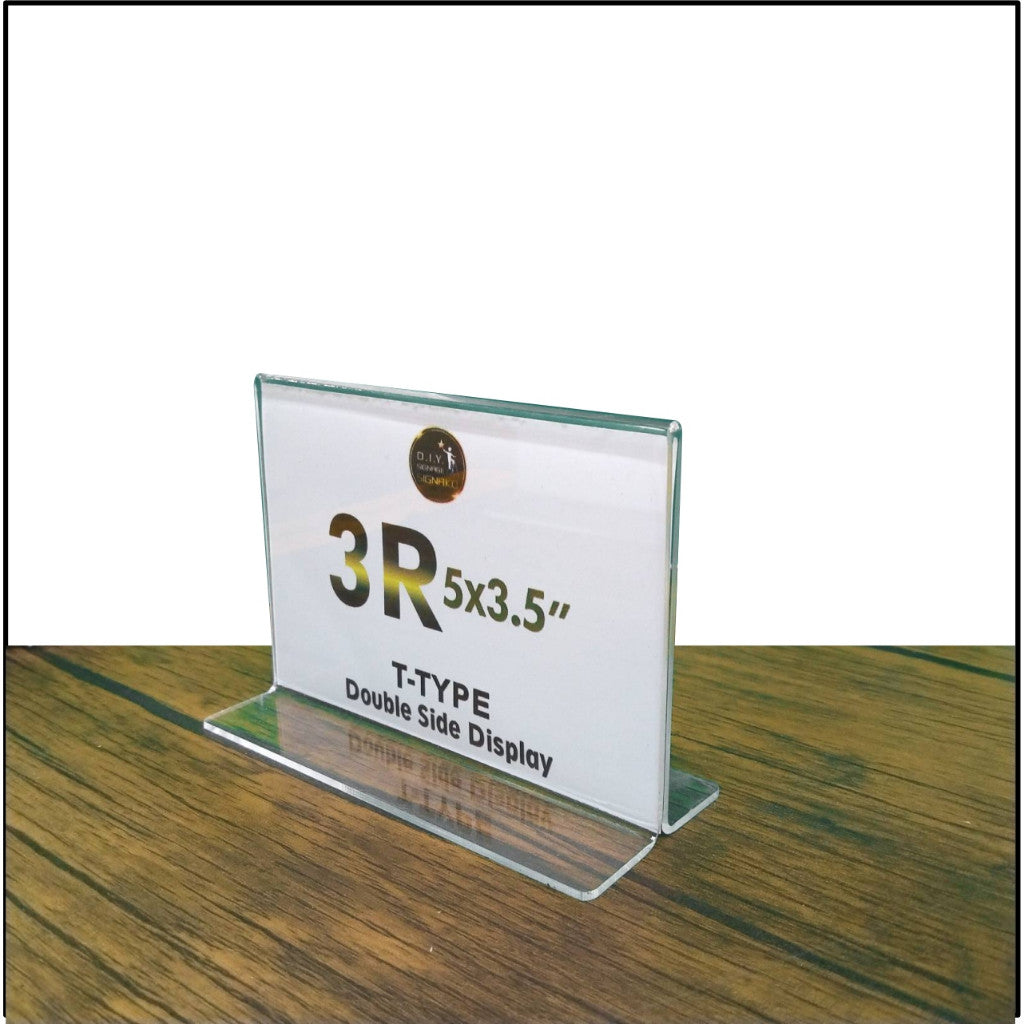 Clear Acrylic Blank L-Type T-Type Table Display Stand Paper Photo Sign Holder Desk Office School
