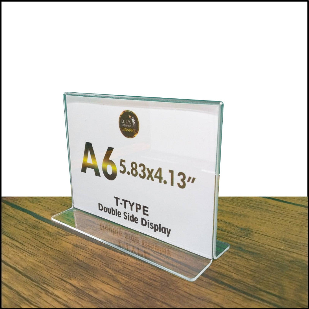 Clear Acrylic Blank L-Type T-Type Table Display Stand Paper Photo Sign Holder Desk Office School