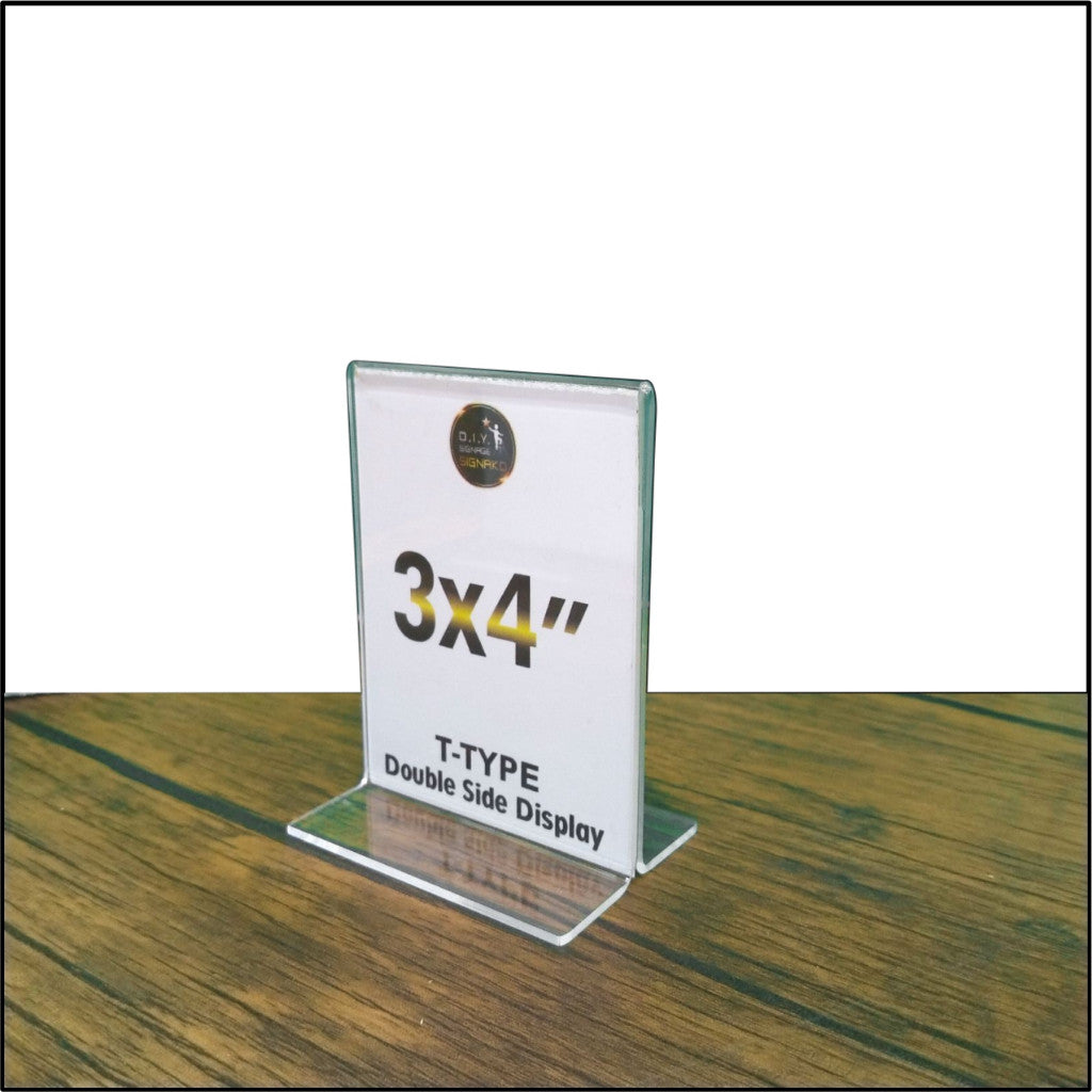 Clear Acrylic Blank L-Type T-Type Table Display Stand Paper Photo Sign Holder Desk Office School