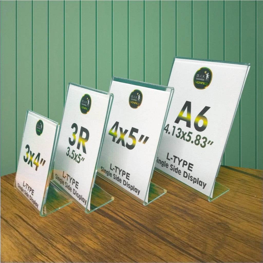 Clear Acrylic Blank L-Type T-Type Table Display Stand Paper Photo Sign Holder Desk Office School