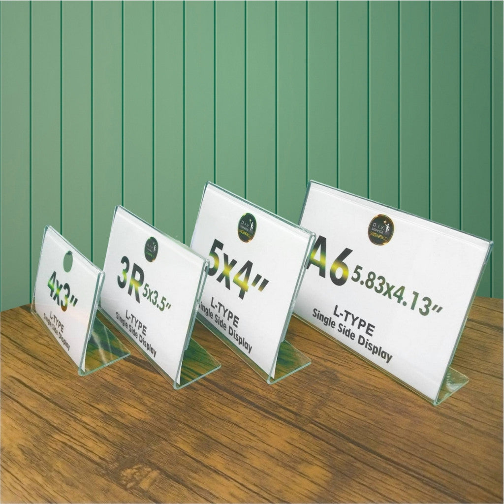 Clear Acrylic Blank L-Type T-Type Table Display Stand Paper Photo Sign Holder Desk Office School
