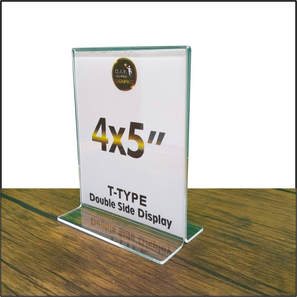 Clear Acrylic Blank L-Type T-Type Table Display Stand Paper Photo Sign Holder Desk Office School