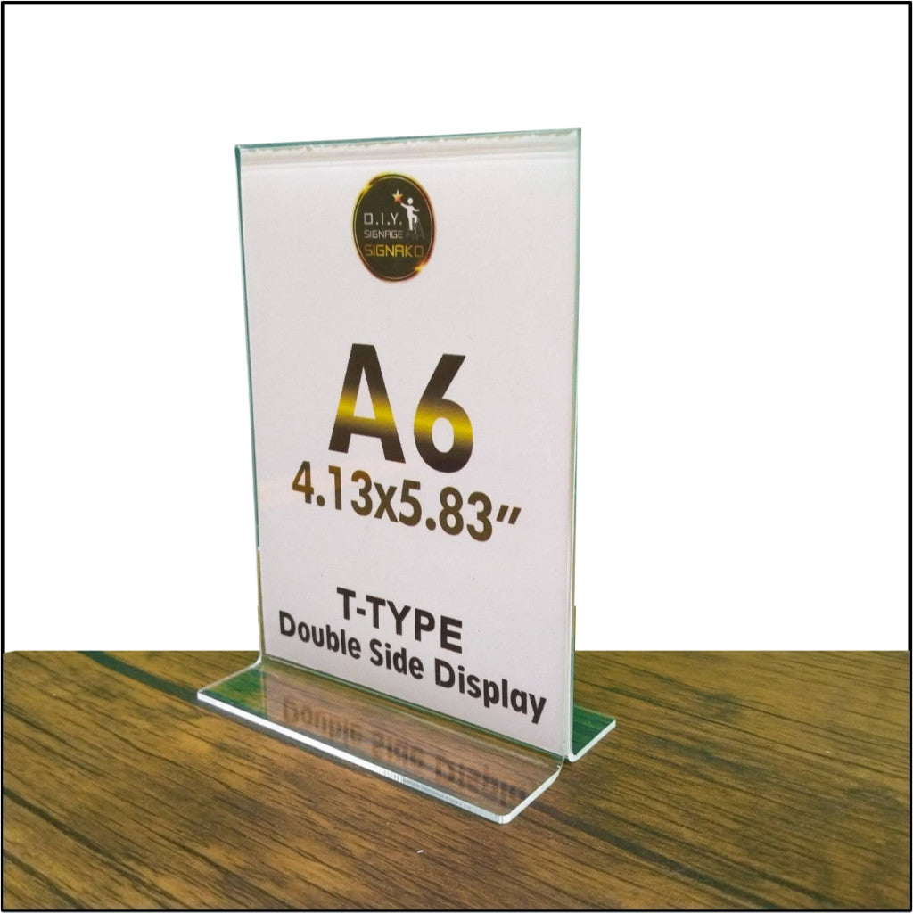 Clear Acrylic Blank L-Type T-Type Table Display Stand Paper Photo Sign Holder Desk Office School
