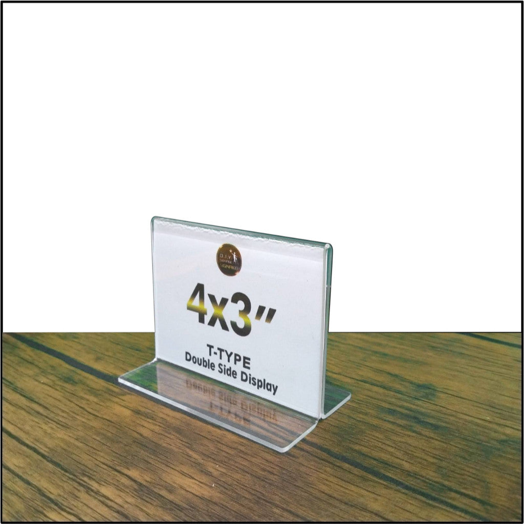Clear Acrylic Blank L-Type T-Type Table Display Stand / Paper Photo Sign Holder Desk Office School