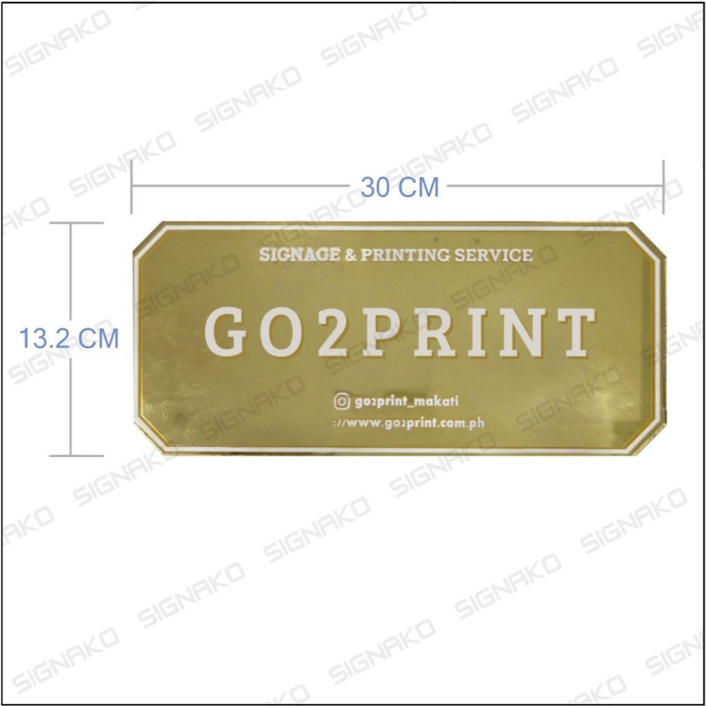 Office Signage) #5 Mirror Gold Acrylic w/UV Direct Print & Foamboard/Company Signage Door Display