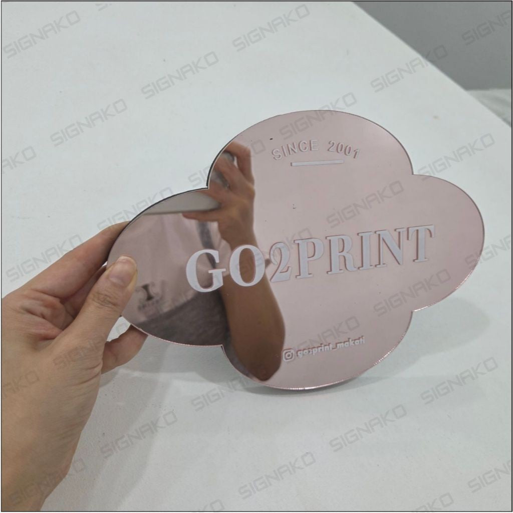 Office Signage #4) Mirror Rose gold Acrylic w/ UV Direct Print & Foam board/Company Room Logo Signage