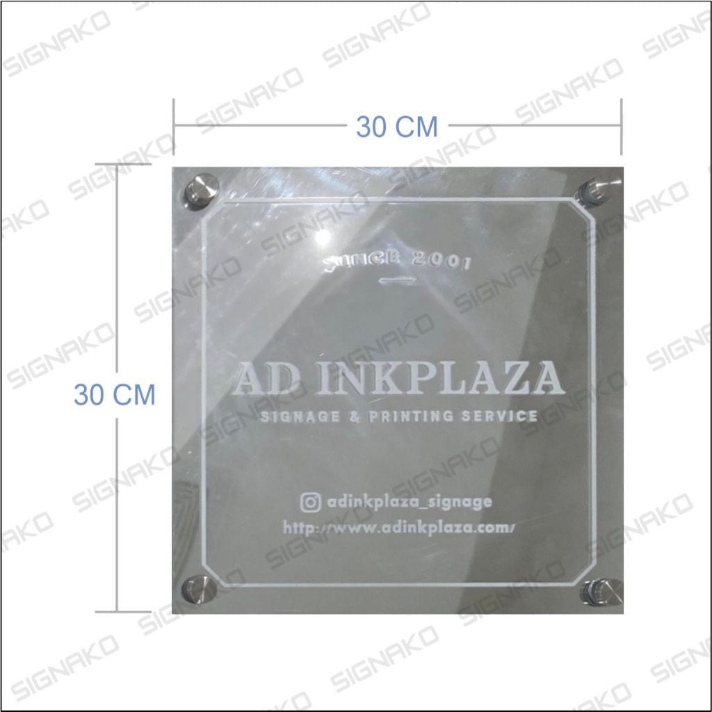 Office Signage #3) Mirror Silver Acrylic w/ UV Direct Print & Bolt / Signage for Business Room Door