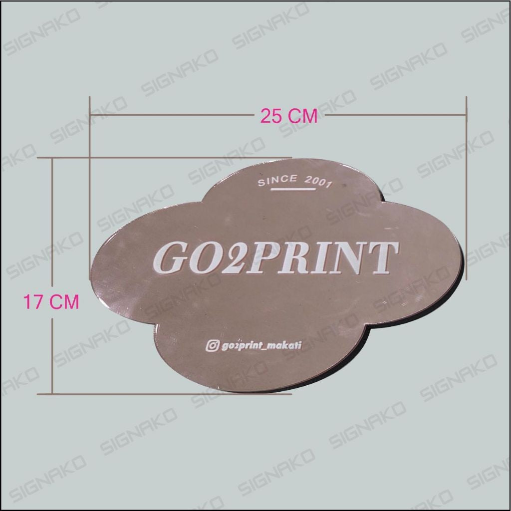 Office Signage #4) Mirror Rose gold Acrylic w/ UV Direct Print & Foam board/Company Room Logo Signage