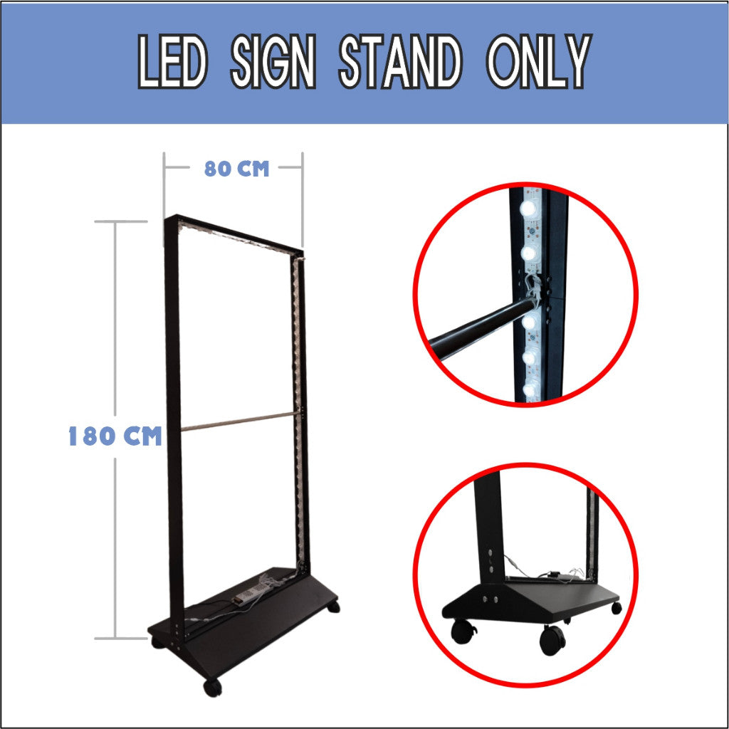 LED Light 80x180cm Big Size Sign Standee / Food Printing Event Restaurant Mall Display Signage Stand