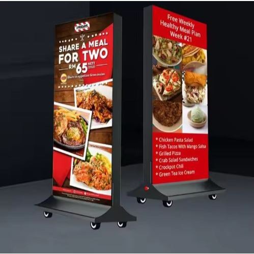 LED Light 80x180cm Big Size Sign Standee / Food Printing Event Restaurant Mall Display Signage Stand