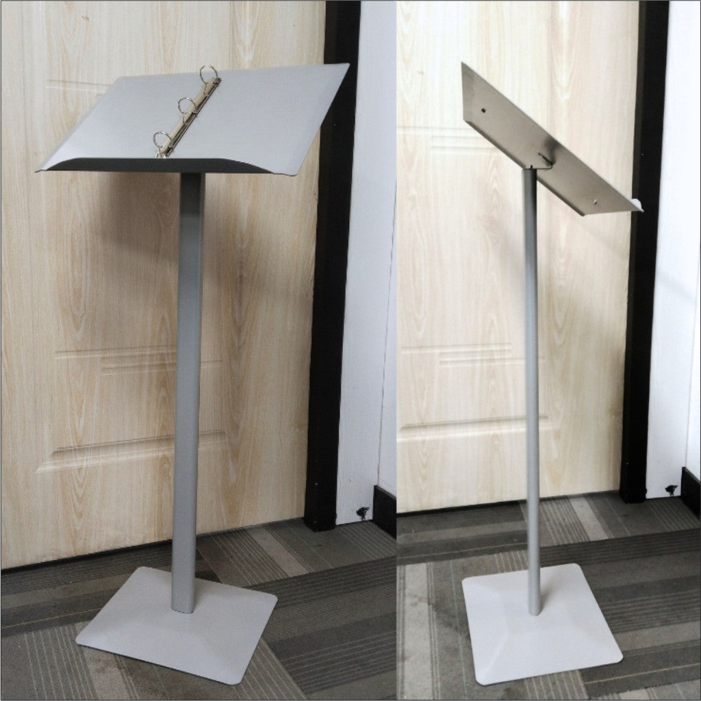 Durable T Shaped Steel Menu Display Stand Floor Standing A4 Page Flip Standee