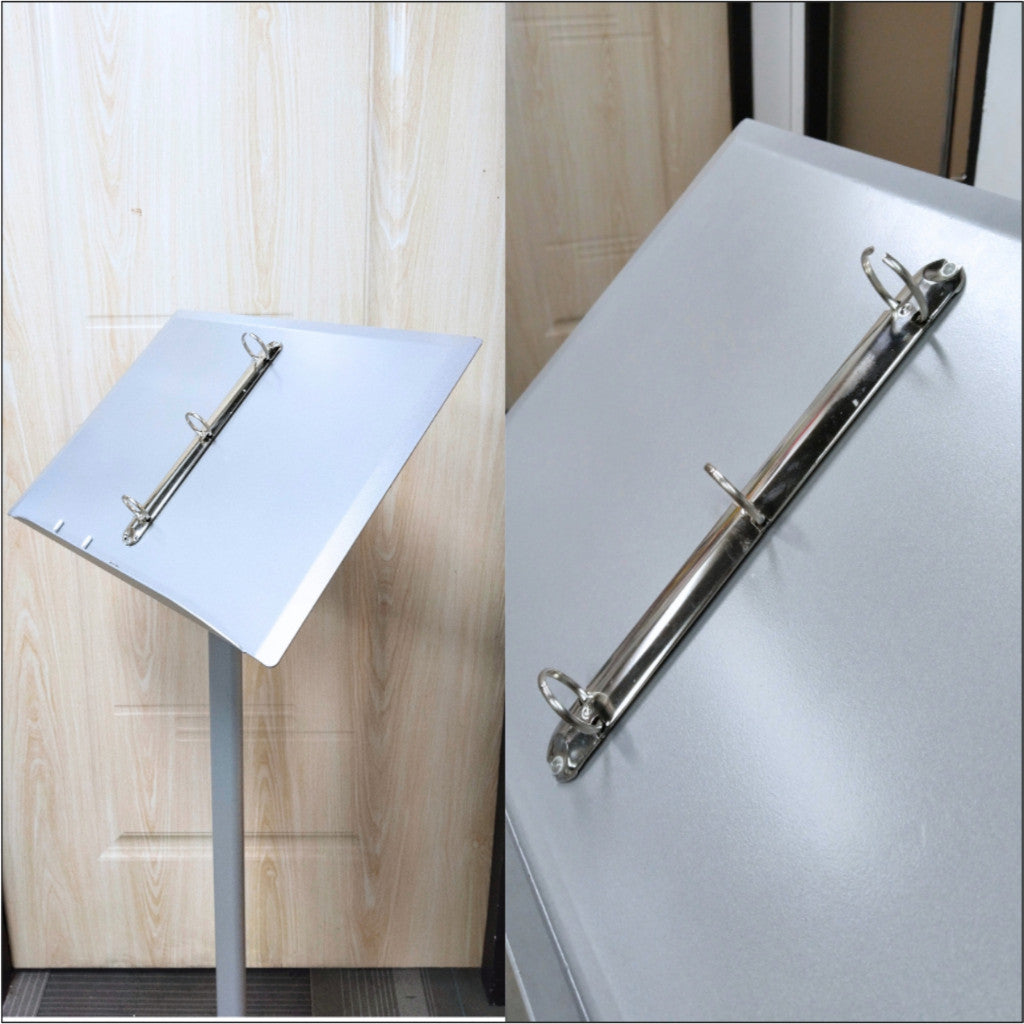 Durable T Shaped Steel Menu Display Stand Floor Standing A4 Page Flip Standee