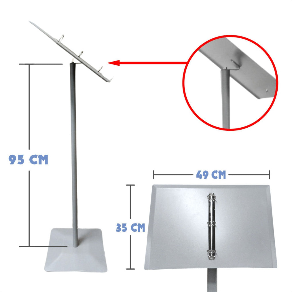 Durable T Shaped Steel Menu Display Stand Floor Standing A4 Page Flip Standee