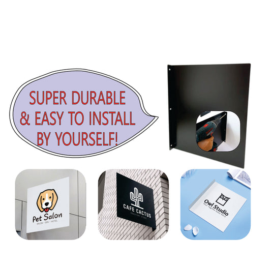 Super Durable Black White Steel Signage Double Face DIY Décor Shop Outdoor Logo Sign Display Office