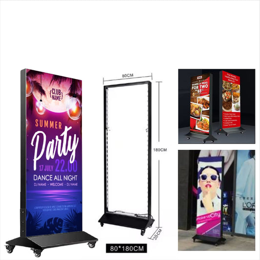 LED Light 80x180cm Big Size Sign Standee / Food Printing Event Restaurant Mall Display Signage Stand