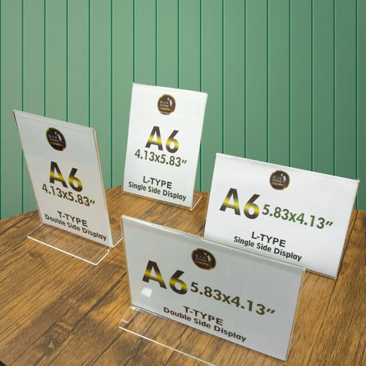 Clear Acrylic Blank L-Type T-Type Table Display Stand Paper Photo Sign Holder Desk Office School