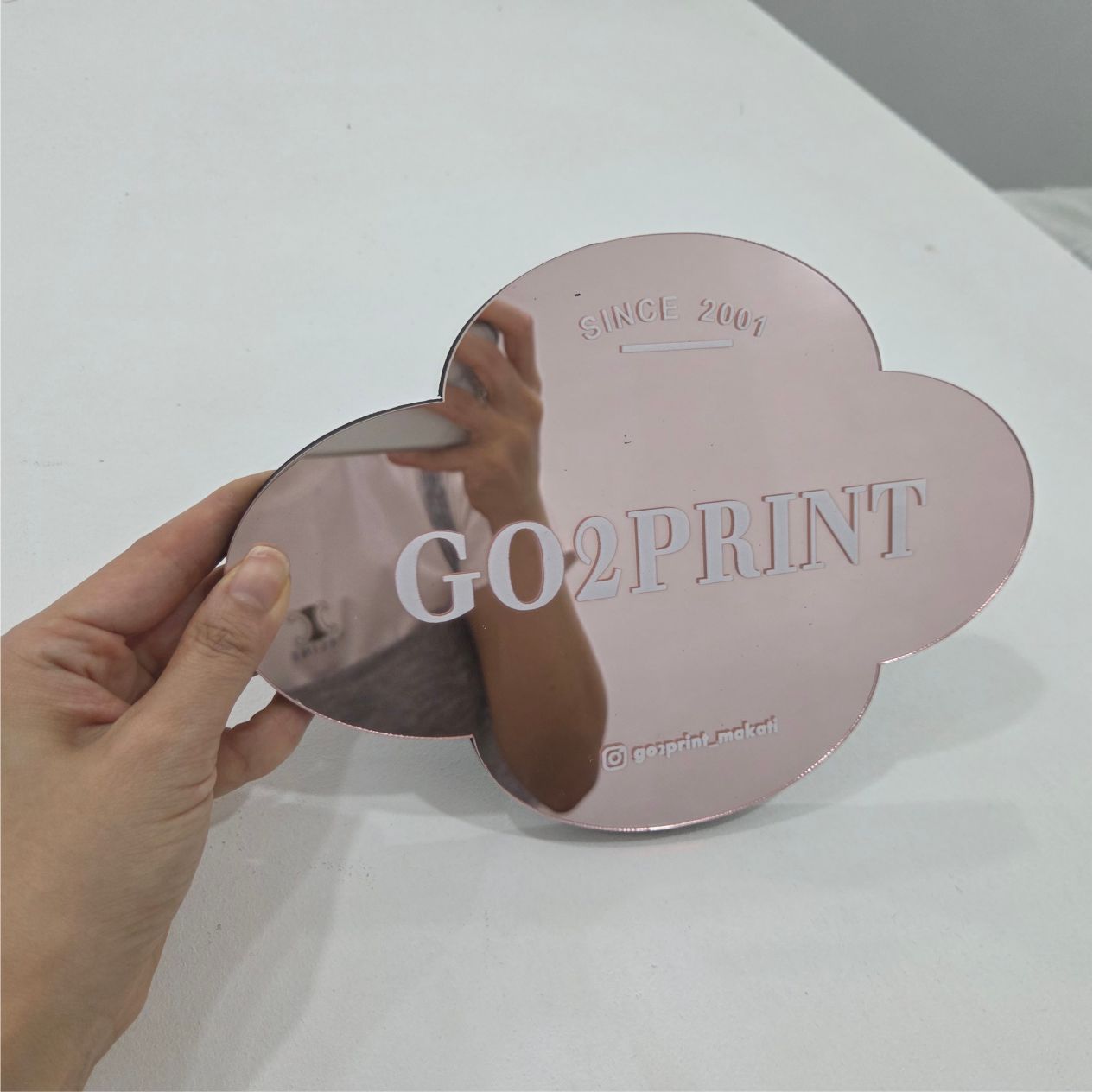 Office Signage #4) Mirror Rose gold Acrylic w/ UV Direct Print & Foam board/Company Room Logo Signage