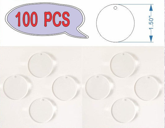 (Wholesale) 100pcs Clear Acrylic Blank Keychain / Key Ring Chain Holder Pendant Keyring DIY Circle