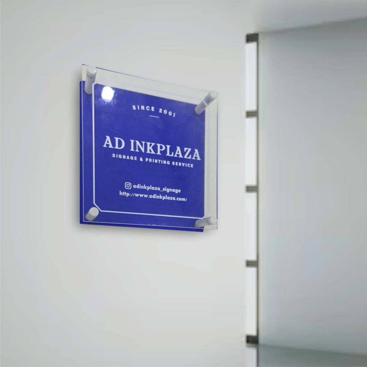 Office Signage #2) Double-Layer Acrylic w/ UV Direct Print & Bolt / Store Shop Door Sign Name Plate